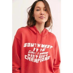 Free People Retrobrand Large Red Distressed Southwest Swimming Hoodie Sweatshirt